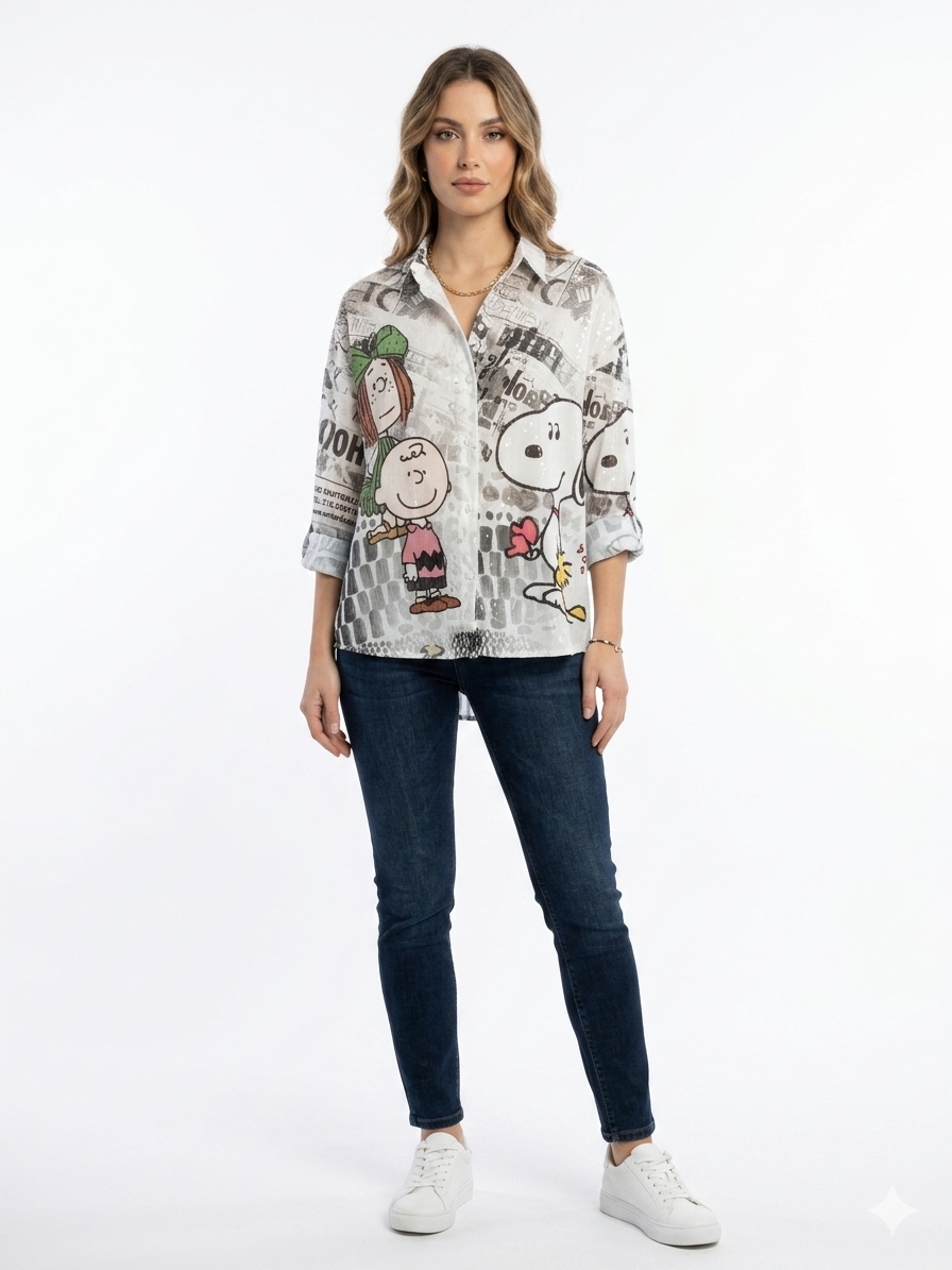 Cartoon Vibe Button-Up Shirt